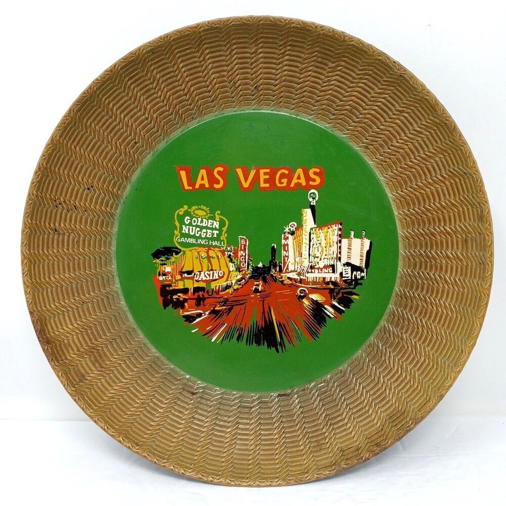 Vintage Las Vegas Casino 9" Souvenir Trinket Dish Golden Nugget Mint Horseshoe